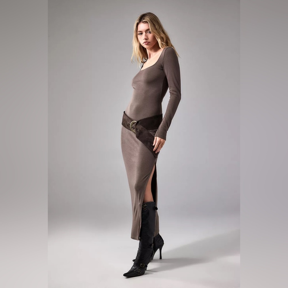 Brown Long Sleeve Dress